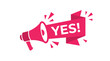 © Haider - Vibrant pink megaphone illustration with the word yes! announces good news