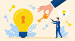 © ColorAsia - Businessman receiving key to unlock innovation and financial success
