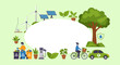 © w1nfilter - Eco friendly animation scene of people cycling and recycling with solar panels