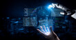 © InfiniteFlow - A robotic hand engages with a digital holographic interface, illustrating advanced concepts of artificial intelligence and data analysis in a high-tech environment. Cyphers