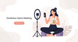 © Ravel - Woman in Yoga Pose Recording Video with Ring Light and Phone for Online Class or Social Media Content Creation