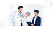 © Timothy - Doctor Explains Brain Health and Science to Patient or Student with Digital Tablet and Brain Model