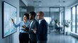 © Sophia - Diverse business team analyzing financial growth charts on a wall screen