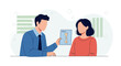 © Irlana - Doctor shows bone density test results to patient, consultation, medical care, healthcare illustration.