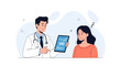 © Irlana - Doctor shows patient tablet with perfect sleep score, healthcare and wellness concept