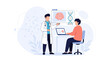 © olea - Doctor Discusses Brain Health and Genetics with Patient in Modern Medical Office