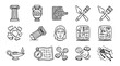 © Teh - Archaeology Icons: Ancient Artifacts, Dig Tools, and Discoveries - Vector Illustration