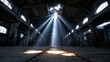 © Nick Freund - Verlassene Industriehalle mit Lichtstrahlen durch Dachöffnungen von oben