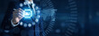 © NexPix - Smart tech. Scientist point of Artificial Intelligence testing machine learning models and neural network data on hologram. Cognitive computing and future technology.