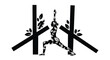 © Saif - Graceful woman in warrior pose embraces nature's energy with stylized branches and leaves.