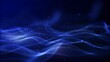 © Bisnislogo - Abstract blue flowing wave background with glowing light trails, soft gradient curves, sparkling particles, futuristic technology design, elegant motion effect, high resolution
