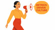 © Akmu - Woman with megaphone promoting metrics driven culture.