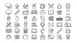 © ABDULLAH - Comprehensive modern lineart icons representing diverse office business technology and stationery items for graphic design projects