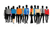 © Muhamad - Diverse group of people silhouettes wearing colorful casual and business clothing standing together.
