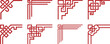 © Angel - Traditional Chinese corner borders set of 8 red vector elements, oriental geometric frame ornaments, asian decorative knot and cloud line art