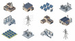 © erviana - Isometric industrial buildings and renewable energy infrastructure.