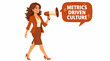 © Gimala - Businesswoman announcing metrics driven culture concept.