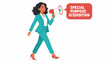 © Timlak - Confident businesswoman using megaphone for announcement.