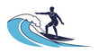 © Milkthai - Man surfing on a wave board.