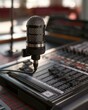 © TAlex - Microphone with Metal Grille on Audio Mixing Console in House of Worship