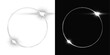 © Olena - Abstract silver neon ring on white and black background, realistic glowing circle frame with solar eclipse lens flare overlay