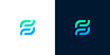 © Eunois - Abstract S shape logo symbol, smooth flowing curves in gradient colors on white and dark backgrounds