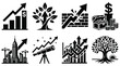 © NoobCreaTion - Financial growth and investment set featuring rising charts, money chests, skyscrapers, and tree growth