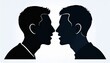 © Pataya - 向かい合って会話をする二人の男性のシルエット：対話とコミュニケーションの概念イメージ