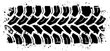 © Salman - Tire track print, offroad vehicle wheel trace, grunge texture vector illustration of car tire tread pattern isolated on white background