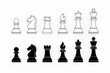© Angela - Chess piece icon set arranged on white background