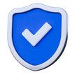 © Zahra Elrain - Blue 3D shield icon with a white checkmark for security and verification concepts