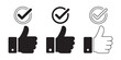 © Stock - thumb up and check mark icon vector illustration set isolated on transparent background.