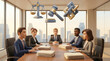 © NobleFrame - Lawyers meeting discussing legal business in office boardroom