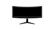 © youyo - Minimal black silhouette icon, simple flat vector, bold black shape, no, no shading curved ultrawide computer monitor on a, flat icon style