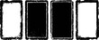 © smth.design - Set of four vertical vintage grunge rectangular frames with rough distressed edges in black and white