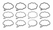 © Nargis - Collection of ten hand drawn speech bubble silhouettes against a white background ideal for communication concepts thought comic dialogue