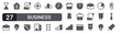 © William - Set of 27 filled glyph Business icons for mobile apps, web interfaces and digital products. Solid vector icon pack featuring time, list, ranking, pin, paper and pin.
