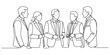 © MituRani - Group of business people standing and talking in one line drawing style