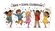 © Karima - Back to School Celebration: A group of diverse elementary school children exclaim with joy and excitement.