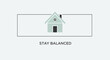 © Nasi - Balanced House Icon with 'Stay Balanced' Text - Stability and Home Concept