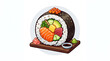 © Umar - Sushi roll with salmon avocado and rice on wooden plate