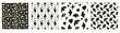© Syuzann q - Handmade linocut bird seamless patterns with stars and hearts in carved woodcut look. Bird linocut print in seamless collection for stationery. Artisan stamped vector set with rustic texture