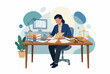 © gudang - Female Lawyer Reviewing Legal Documents at Workspace Vector