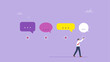 © yedsgn - Businessman choose the best comment, message or best valuable feedback. Commenting, feedback and correct answer, the best or suitable comment or review concept.