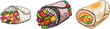 © aiVECTOR - A whimsical, hand-drawn sushi burrito fusion roll, rendered in vibrant crayon hues with a playful, child-like art style, sits isolated on a pure white background