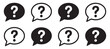 © MSTRABEYA - Set of speech bubble icons with question mark inside for information and help.