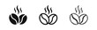 © drawing lines - Set of three styles of steaming coffee beans icon
