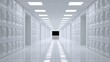 © Aliff - Gleaming white corridor with recessed ceiling lights and textured walls