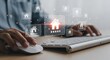 © Liza - Person rating a house on a computer with a glowing house icon and stars