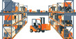© Sachal hussian - Industrial warehouse storage, forklift truck, shelving units, logistics vector